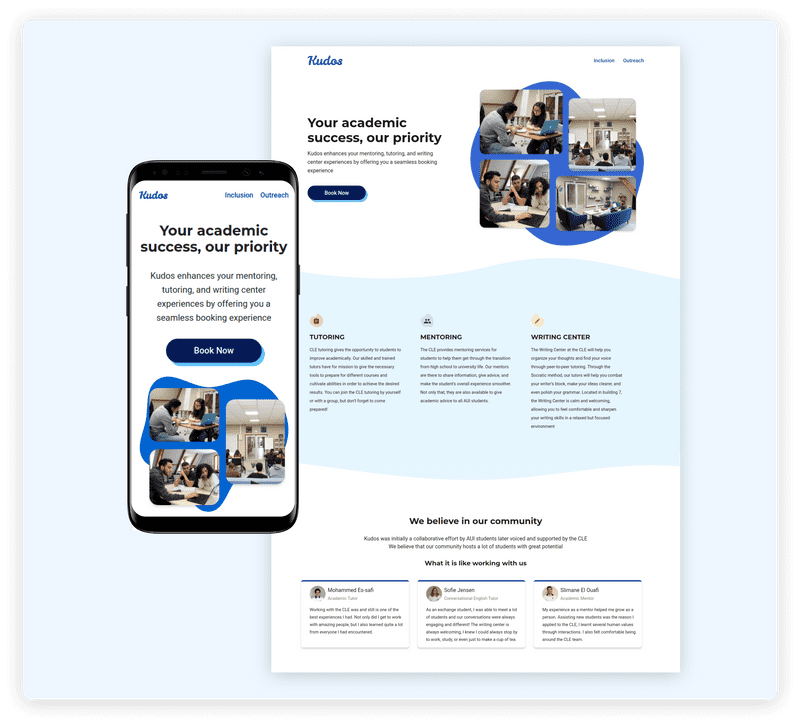 Kudos homepage screenshot